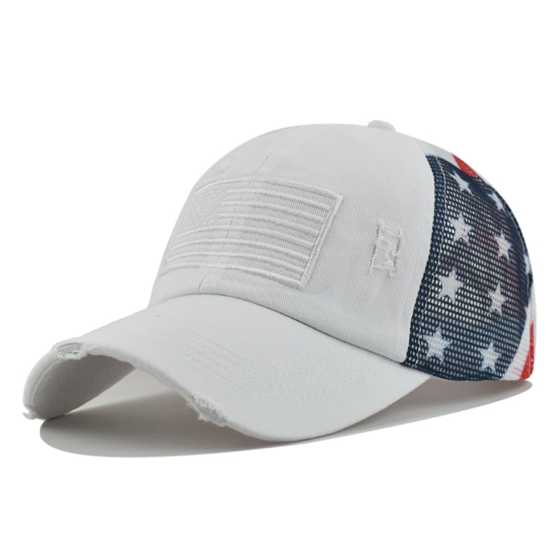 🔥Last Day 49% OFF - Red-White-Blue Criss-Cross Elastic Band Cotton Brushed Embroidery Baseball Cap