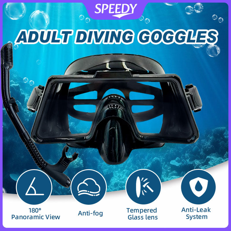 🔥🔥LAST DAY 49%OFF 🌈 Speedy Diving set Diving mask Breathing Tube Goggles Snorkeling Mask Flippers Tempered Glass Scuba
