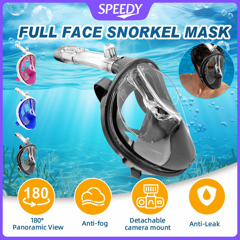 Speedy Diving Set Full Face Snorkel Mask breathing Tube Goggles Anti Leak&Fog Panoramic View Snorkel