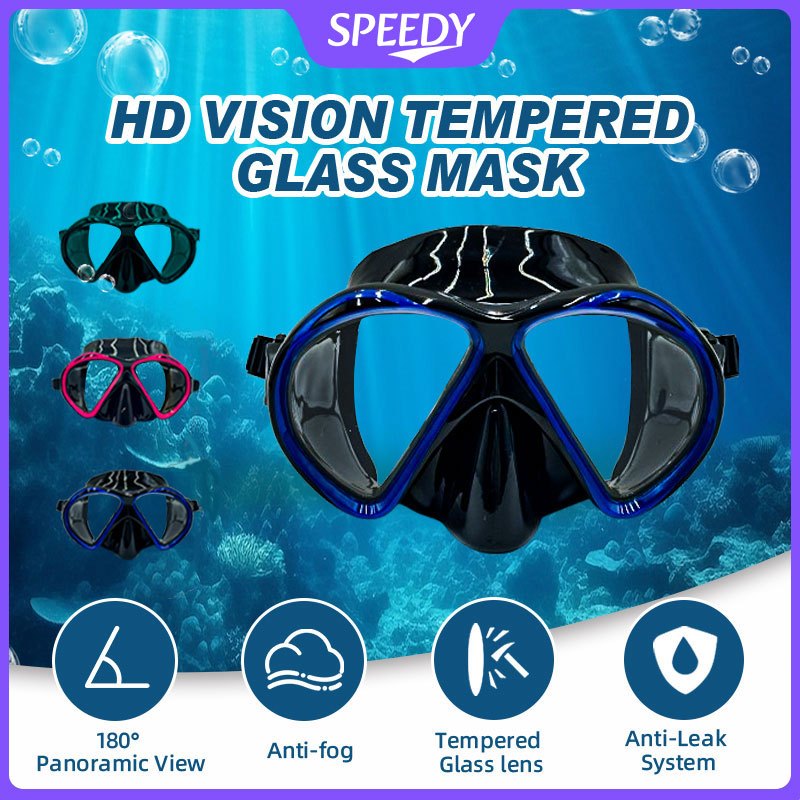 Speedy Diving Mask Goggles Adult Snorkeling Mask Waterproof Anti Fog Tempered Glass Mask Swimming