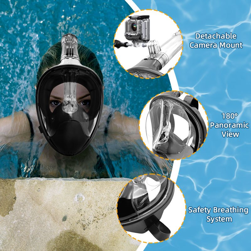 Speedy Full Face Snorkel Mask Diving Swimming Goggles Anti Leak&Fog Panoramic View Snorkel For Adult