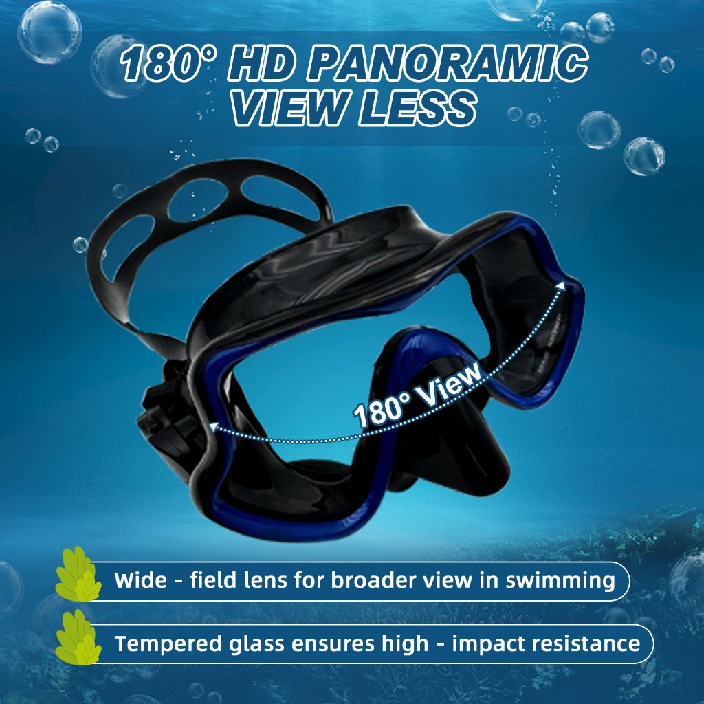 Speedy Snorkel Mask Swimming  Adjustable Goggles Waterproof Anti Fog Tempered Glass Wide View Adult
