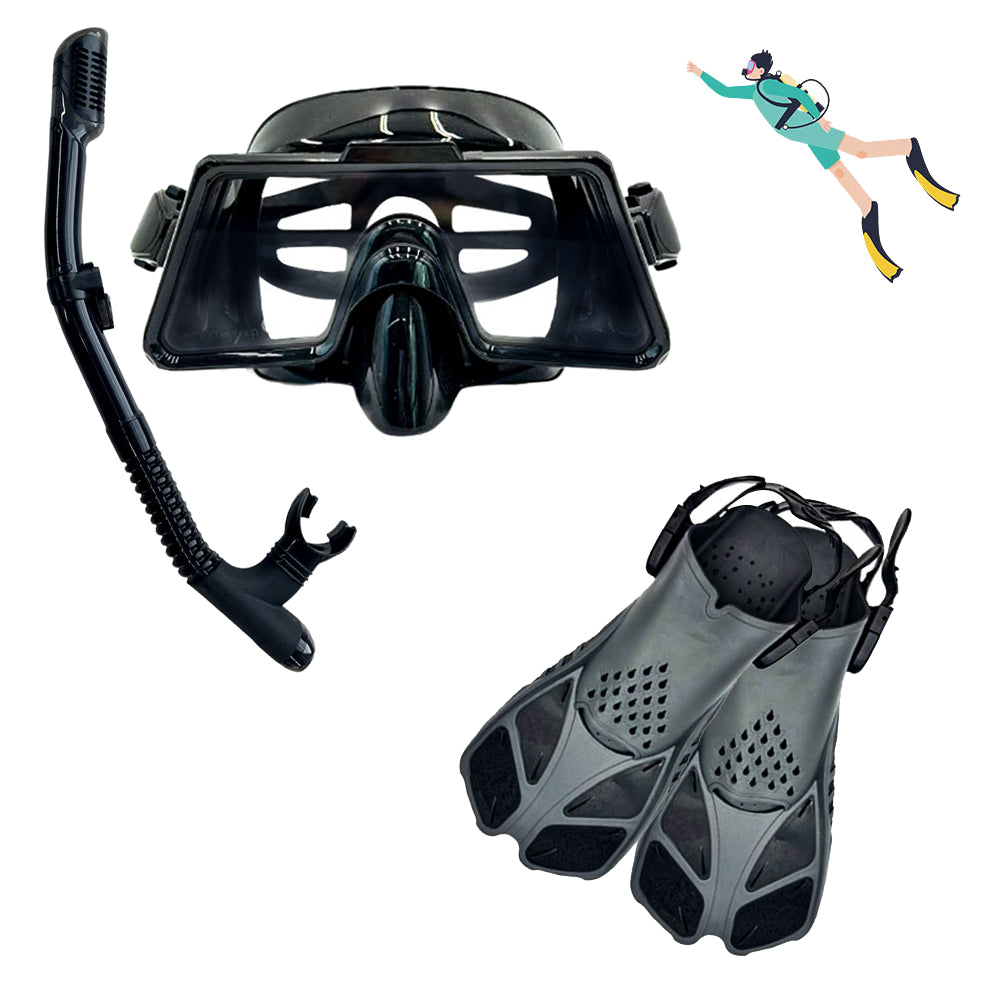 🔥🔥LAST DAY 49%OFF 🌈 Speedy Diving set Diving mask Breathing Tube Goggles Snorkeling Mask Flippers Tempered Glass Scuba