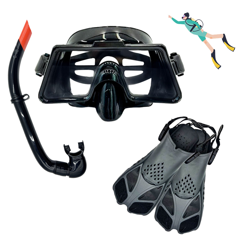 🔥🔥LAST DAY 49%OFF 🌈 Speedy Diving set Diving mask Breathing Tube Goggles Snorkeling Mask Flippers Tempered Glass Scuba