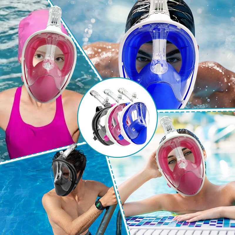 Speedy Diving Set Full Face Snorkel Mask breathing Tube Goggles Anti Leak&Fog Panoramic View Snorkel