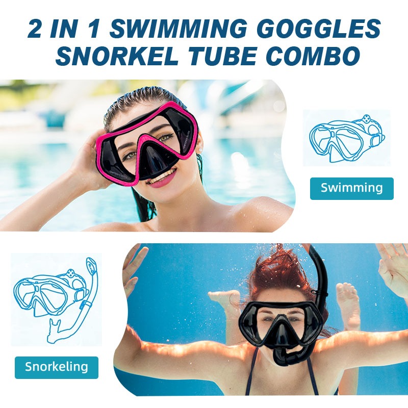 Speedy Adult Snorkeling Gear Set Anti Leak Diving Mask High Visibility Full Wet Breathing Tube