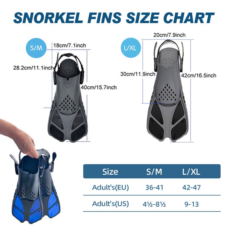 Speedy Snorkeling Equipment Set Snorkel Fins Adjustable Buckles Swimming Flippers Scuba Diving Shoes