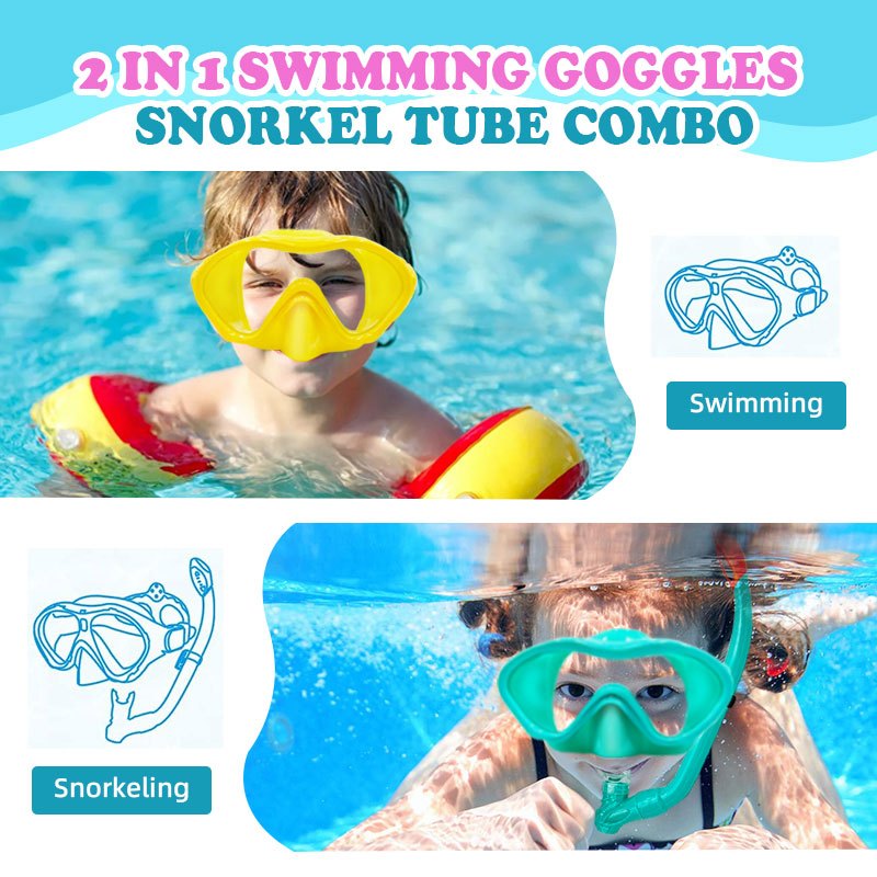 Speedy Diving Mask Tempered Glass Goggles Children Swimming Diving Anti Leak Silicone 180° Wide View