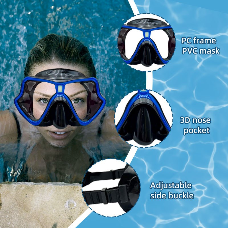 Speedy Professional Adult Dive Set Anti Fog Wide View Tempered Glass Snorkeling Mask Free Breathing