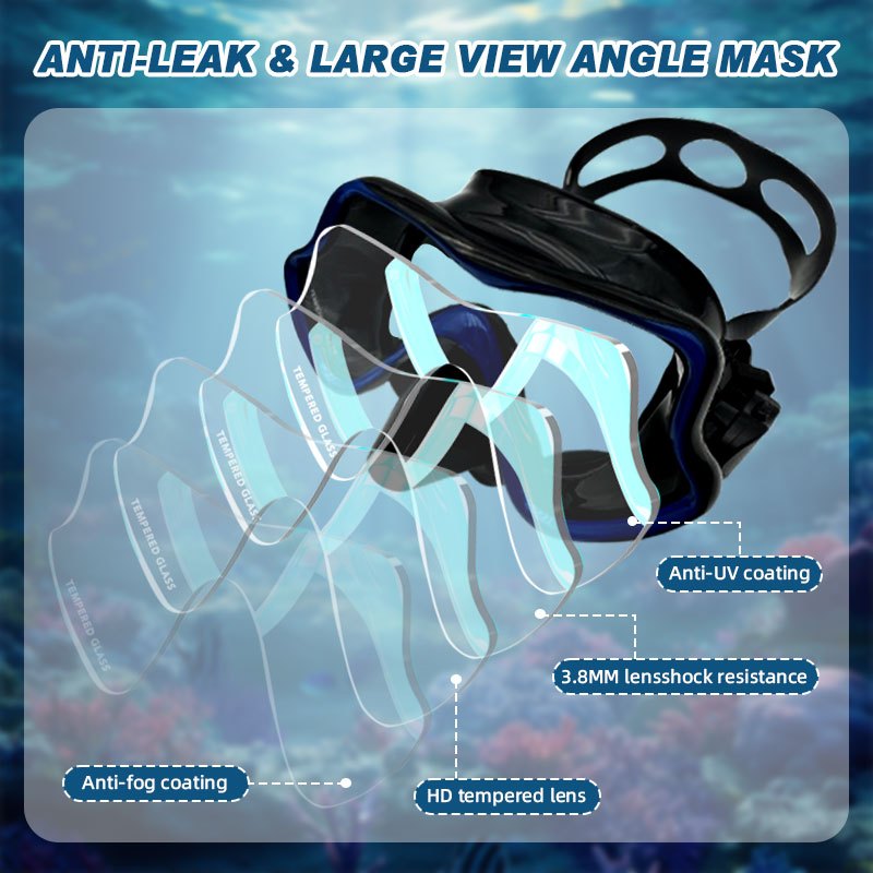 Speedy Diving Set Breathing Tube Snorkel Mask Swimming Goggles Waterproof Anti Fog Tempered Glass