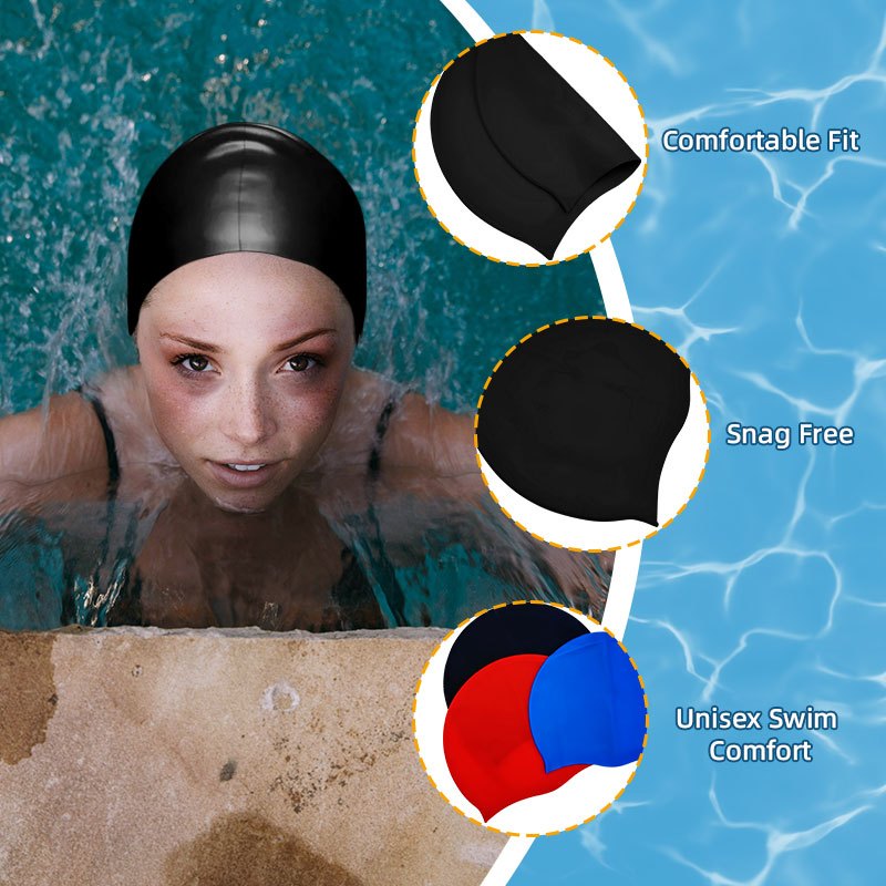 🔥Speedy Swimming Cap Silicone Waterproof Antiskid Adult Kids Swimming Pool Cap Unisex Swim Hat Diving