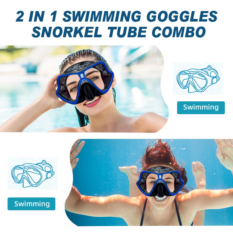 Speedy Snorkeling Goggles Adult diving mask Anti-fog Wide Field Tempered Glass Easy Snorkeling Mask