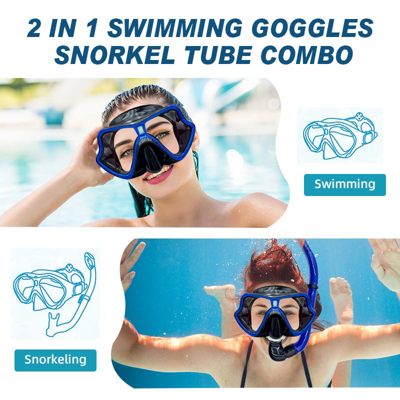 Speedy Professional Adult Dive Set Anti Fog Wide View Tempered Glass Snorkeling Mask Free Breathing