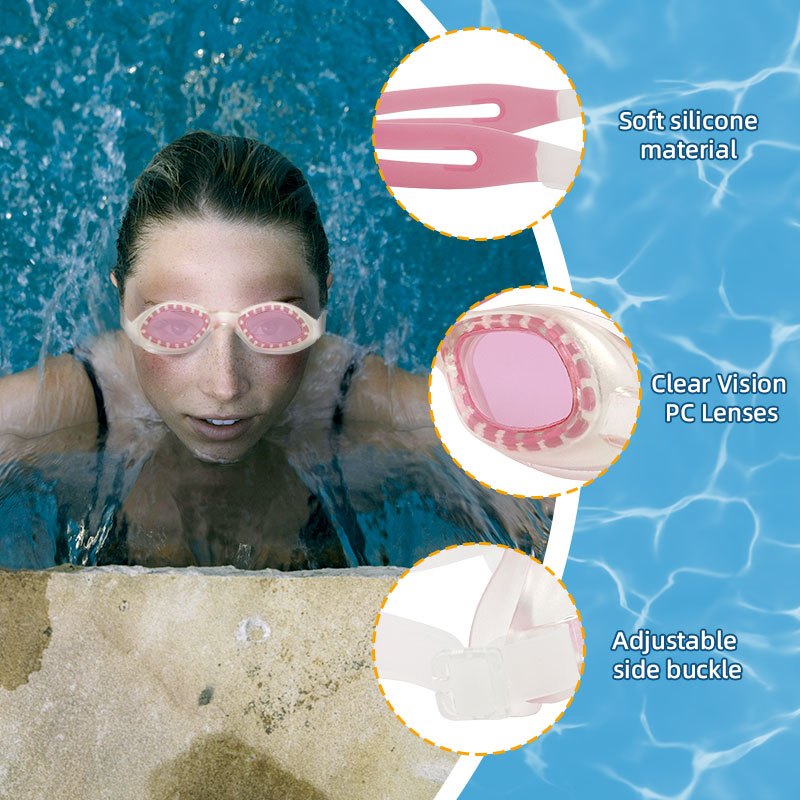 Speedy Silicone swimming goggles Adjustable Headband HD Anti Fog Waterproof Diving Scuba for Adults