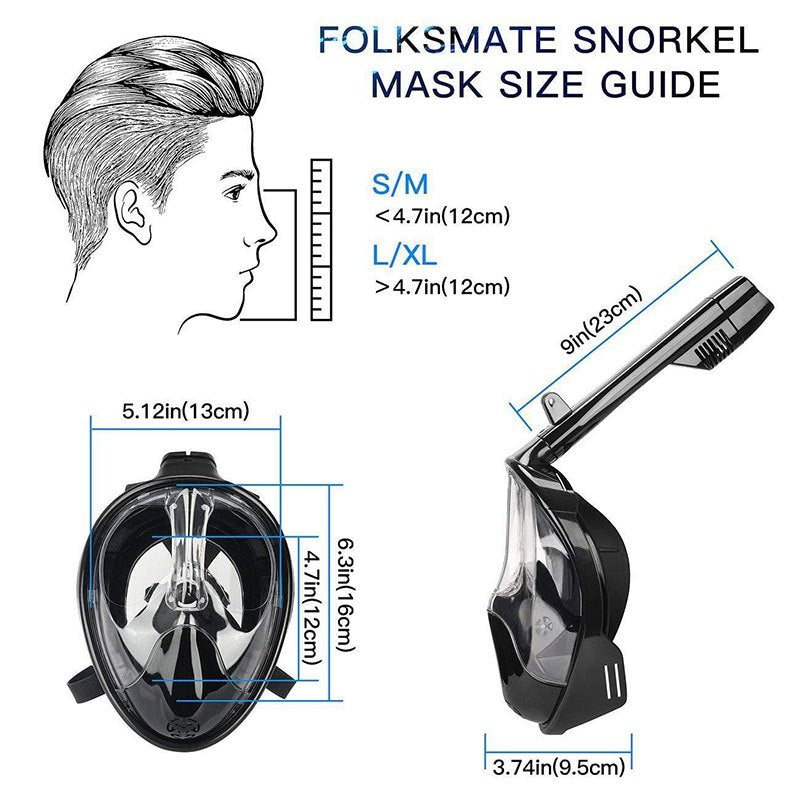 Speedy Diving Set Full Face Snorkel Mask breathing Tube Goggles Anti Leak&Fog Panoramic View Snorkel