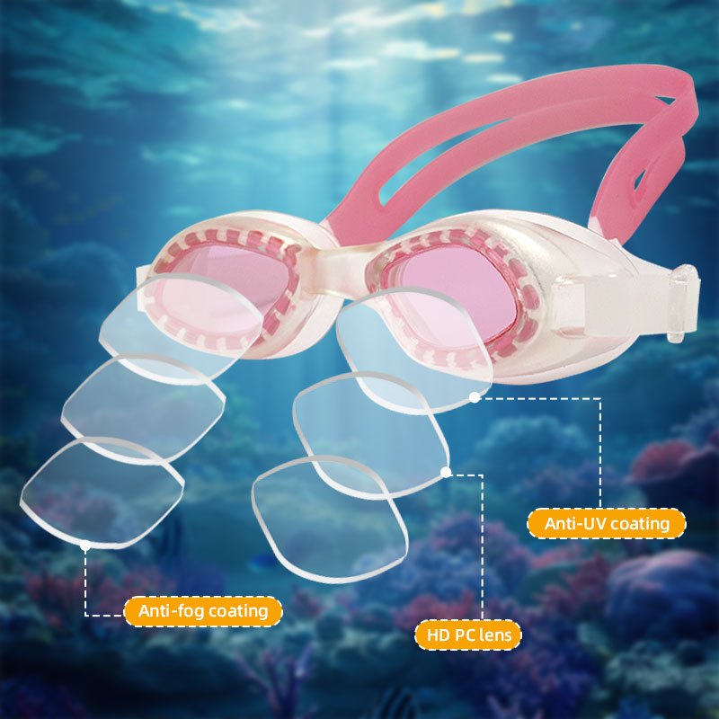 Speedy Silicone swimming goggles Adjustable Headband HD Anti Fog Waterproof Diving Scuba for Adults